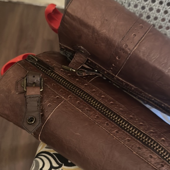 Franco Sarto Brown Leather Boots Zip Up Closed Toe Size 6M Women’s Knee High - Picture 10 of 15